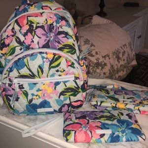 Vera Bradley backpack, wallet, and coin purse